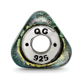 Sterling Silver 925 Triangle Bead with Yellow Dichroic Glass Antique Finish